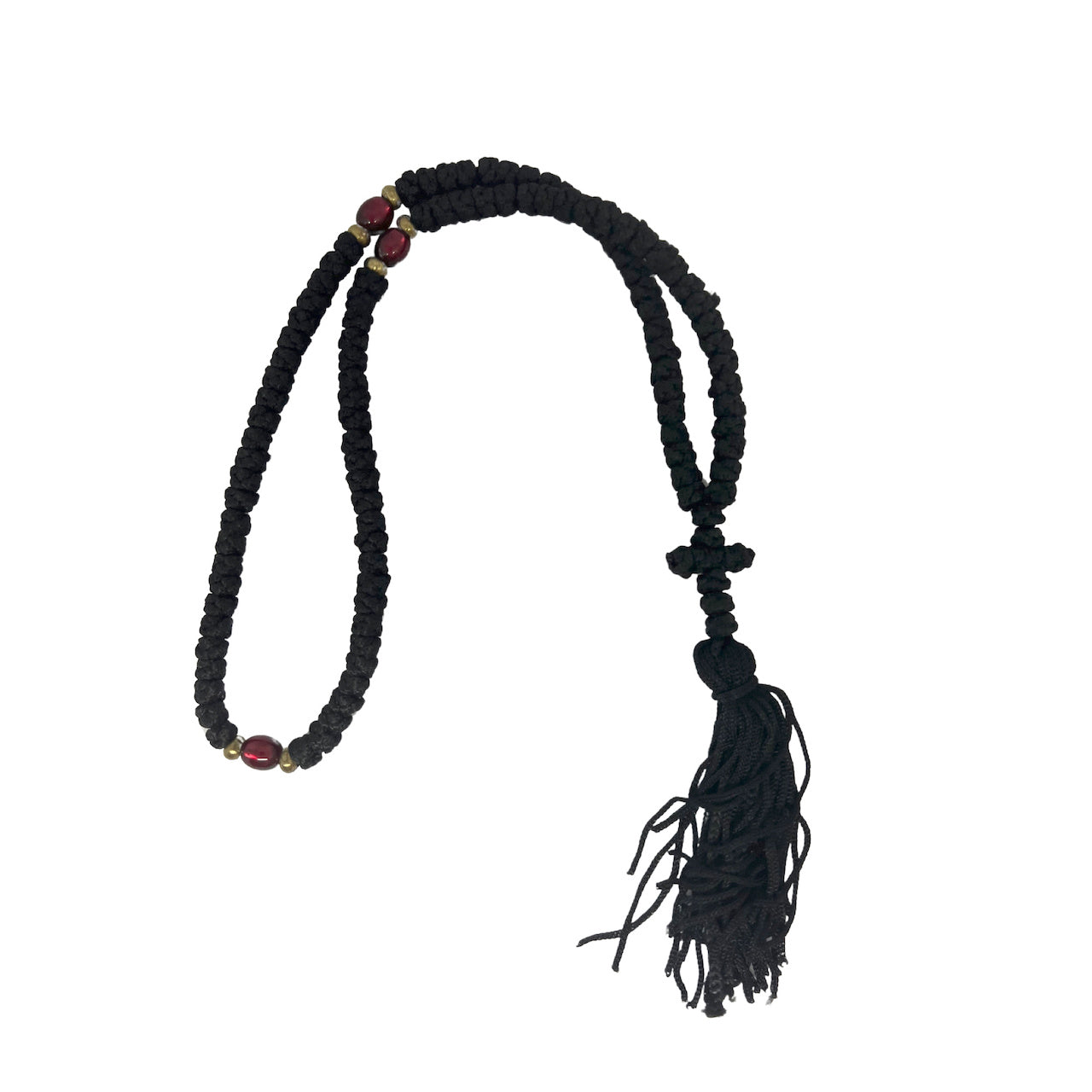 100 knots Greek Orthodox Christian Prayer Rope with Blue and red Decor –