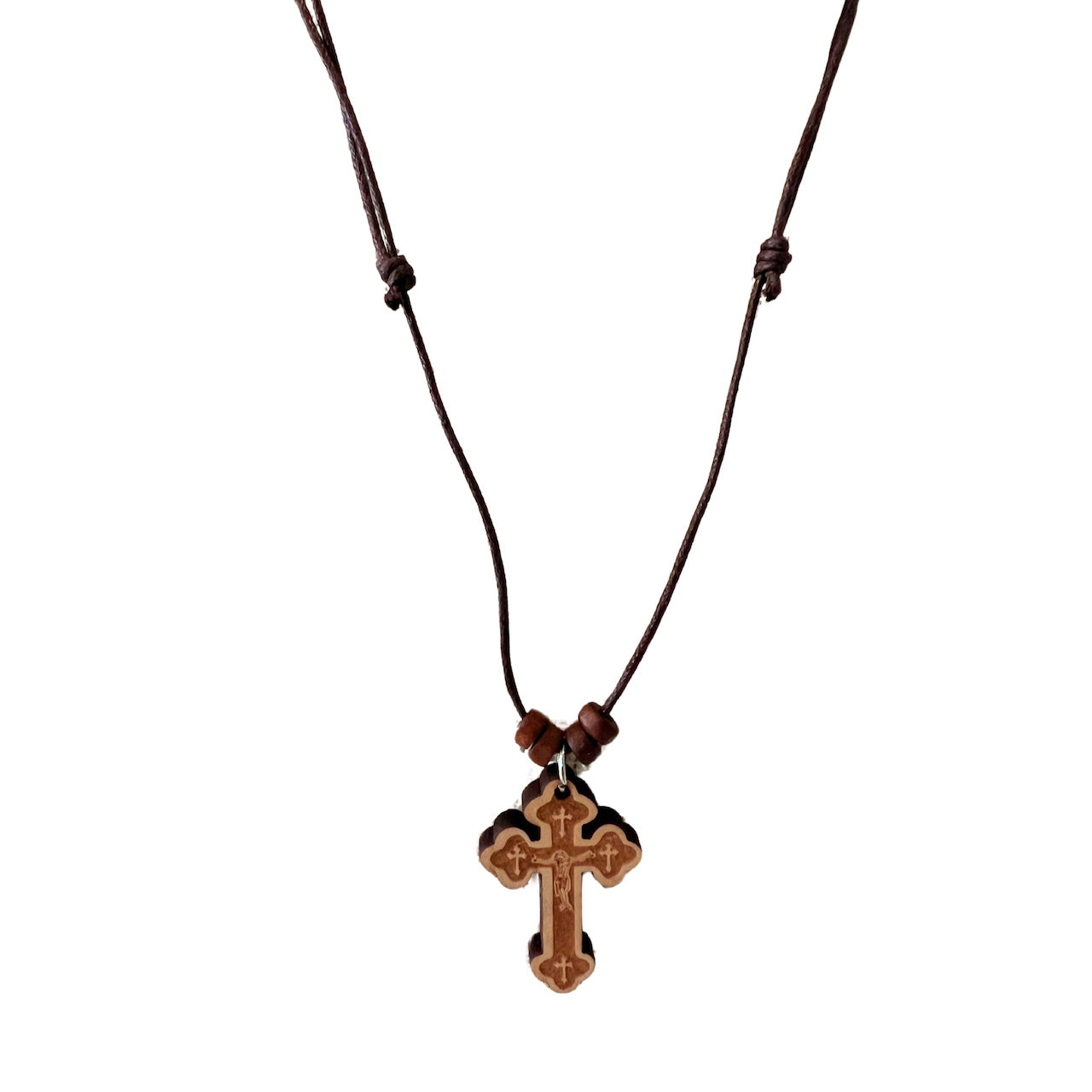 Necklace with cross Tau in olive wood