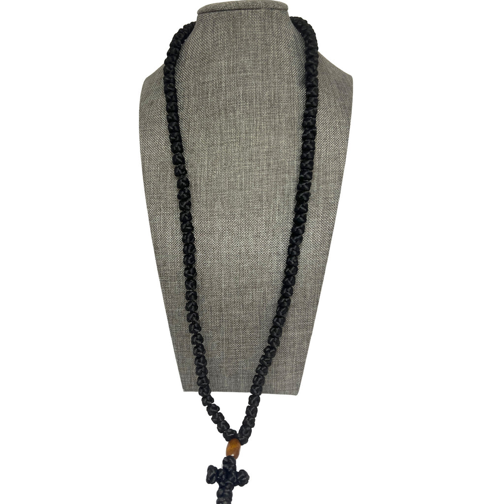 Religious Rope Handcrafted Black Color Greek Orthodox Christian Prayer Rope with Wood ...