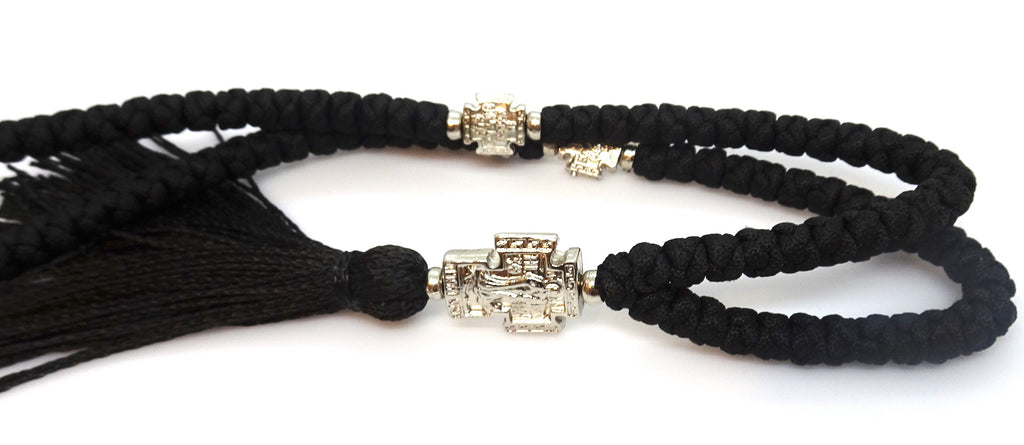 Extra Long Orthodox Prayer Rope with 100 Knots and Tassel in Black Color - anastasisgiftshop.com