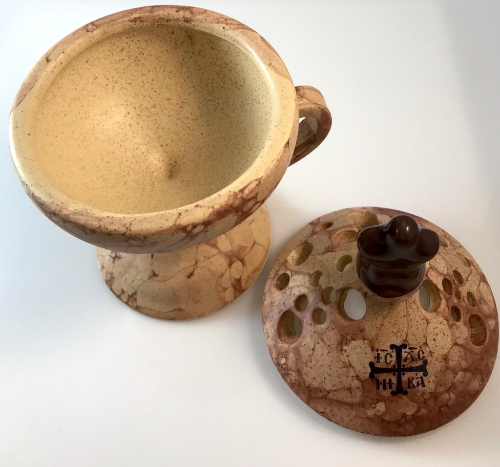 Ceramic Hand Censer - Incense Burner with Top Cover - anastasisgiftshop.com