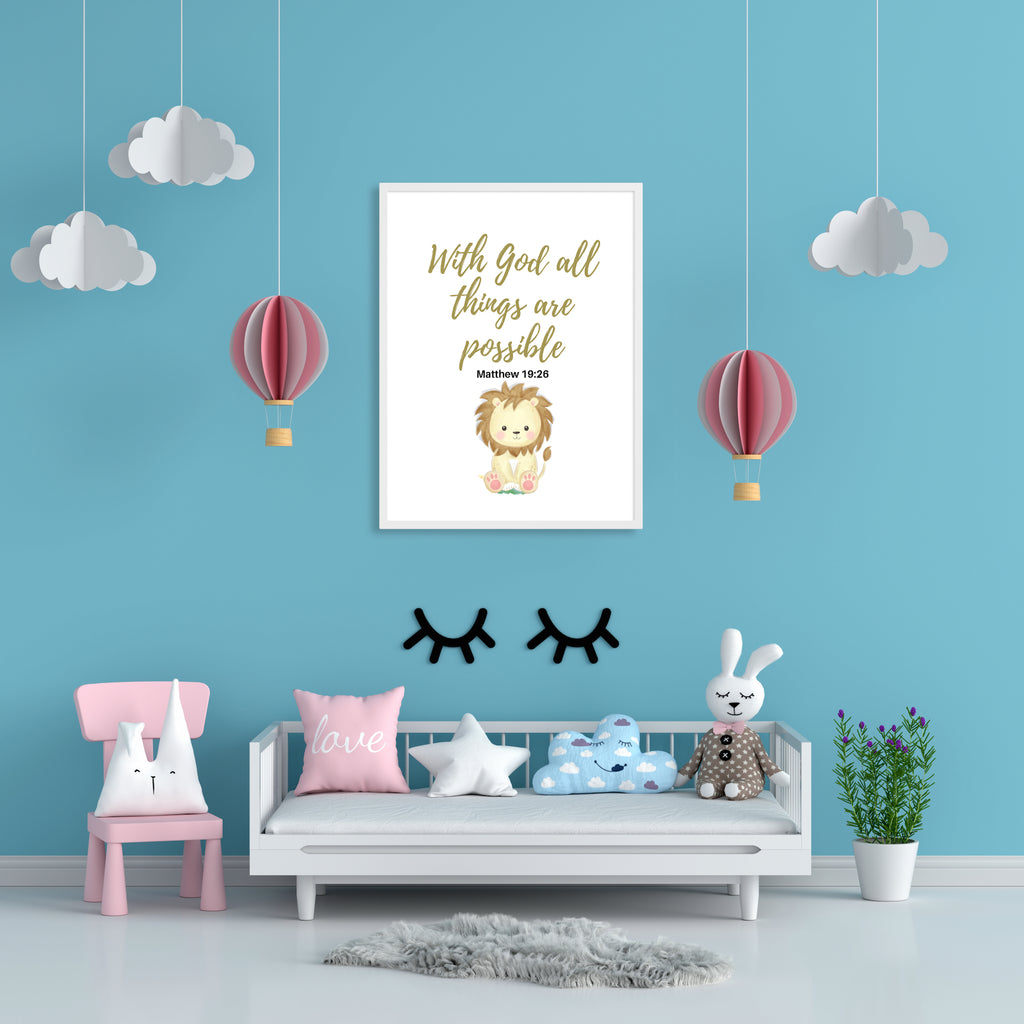 Digital Wall Art Bible Verse "With God all Things are Possible" - anastasisgiftshop.com