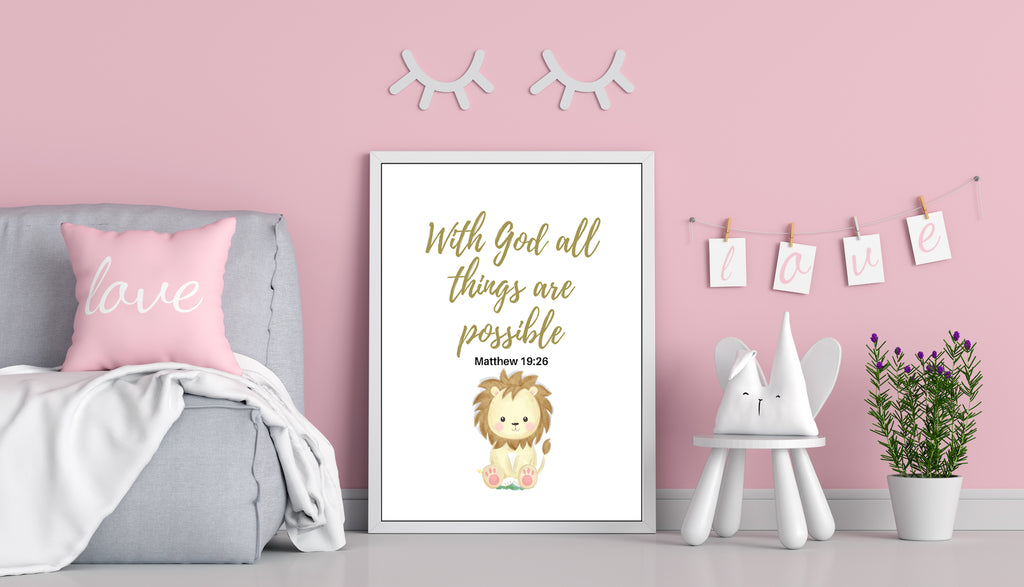 Digital Wall Art Bible Verse "With God all Things are Possible" - anastasisgiftshop.com