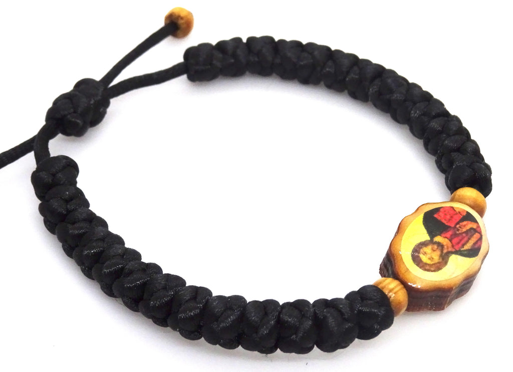 Adjustable Orthodox Christian Bracelet with Double-sided Wooden Icon Ornament - anastasisgiftshop.com