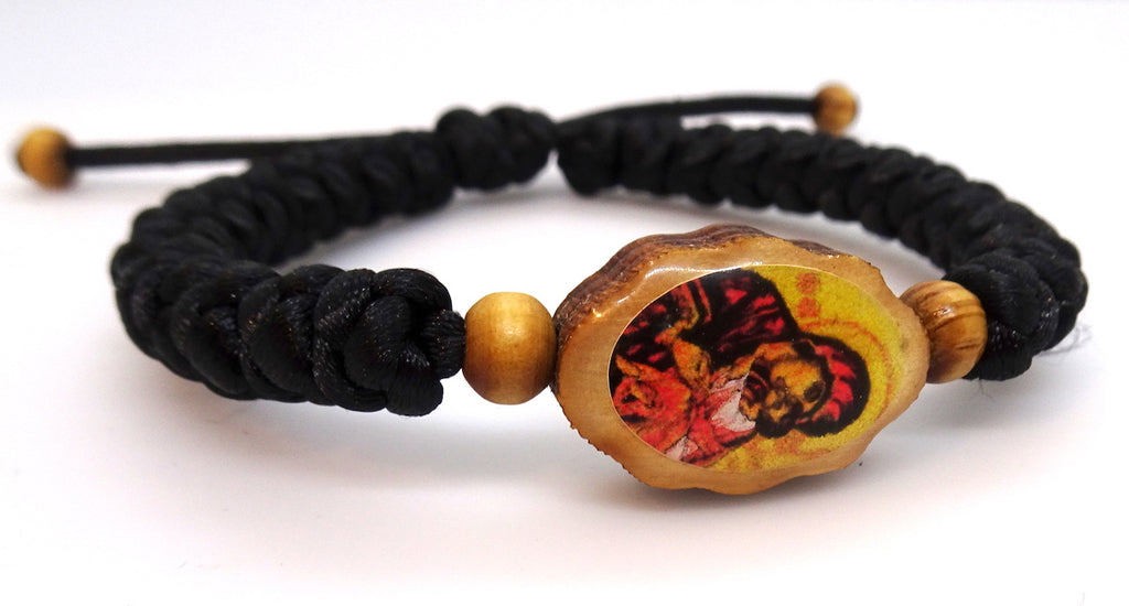 Adjustable Orthodox Christian Bracelet with Double-sided Wooden Icon Ornament - anastasisgiftshop.com