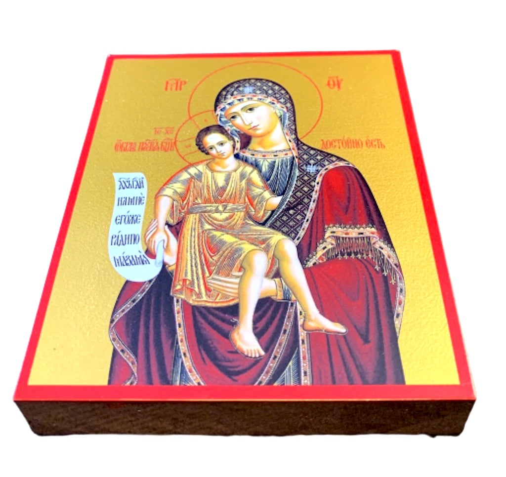 Wooden Icon of the Mother of God Called "Axion Estin" - anastasisgiftshop.com