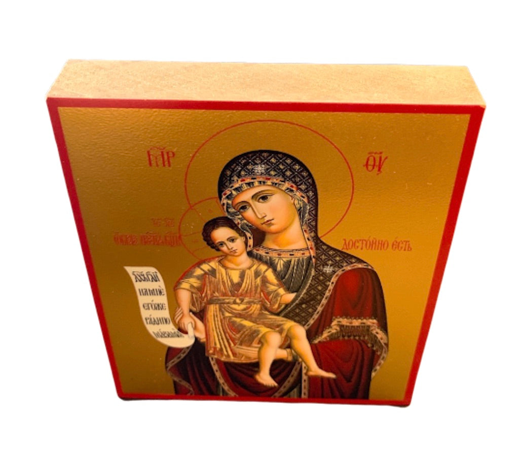Wooden Icon of the Mother of God Called "Axion Estin" - anastasisgiftshop.com