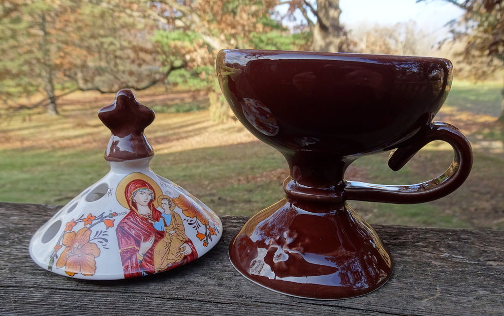 Ceramic Incense Burner in Brown Color with Cover - anastasisgiftshop.com