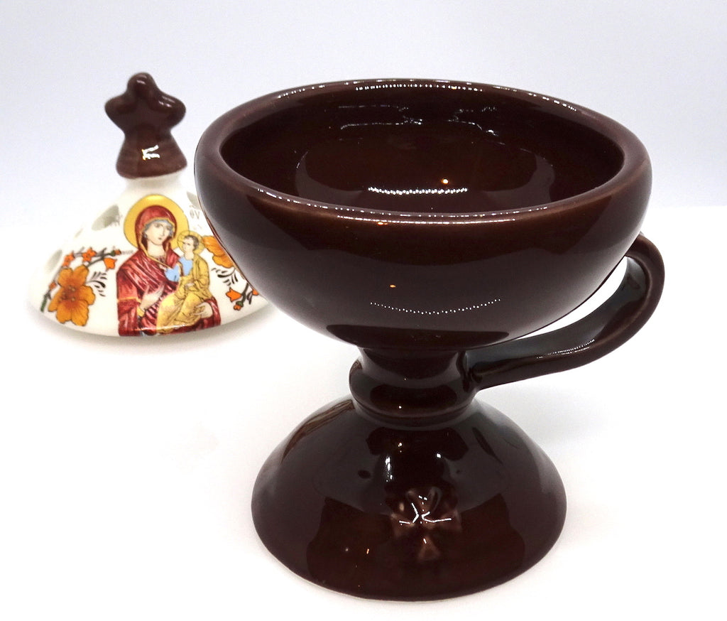 Ceramic Incense Burner in Brown Color with Cover - anastasisgiftshop.com