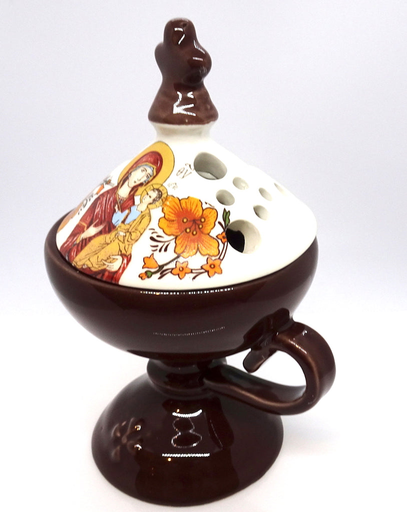 Ceramic Incense Burner in Brown Color with Cover - anastasisgiftshop.com