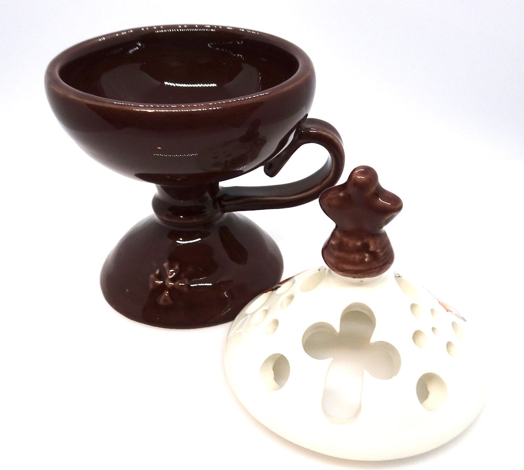 Ceramic Incense Burner in Brown Color with Cover - anastasisgiftshop.com