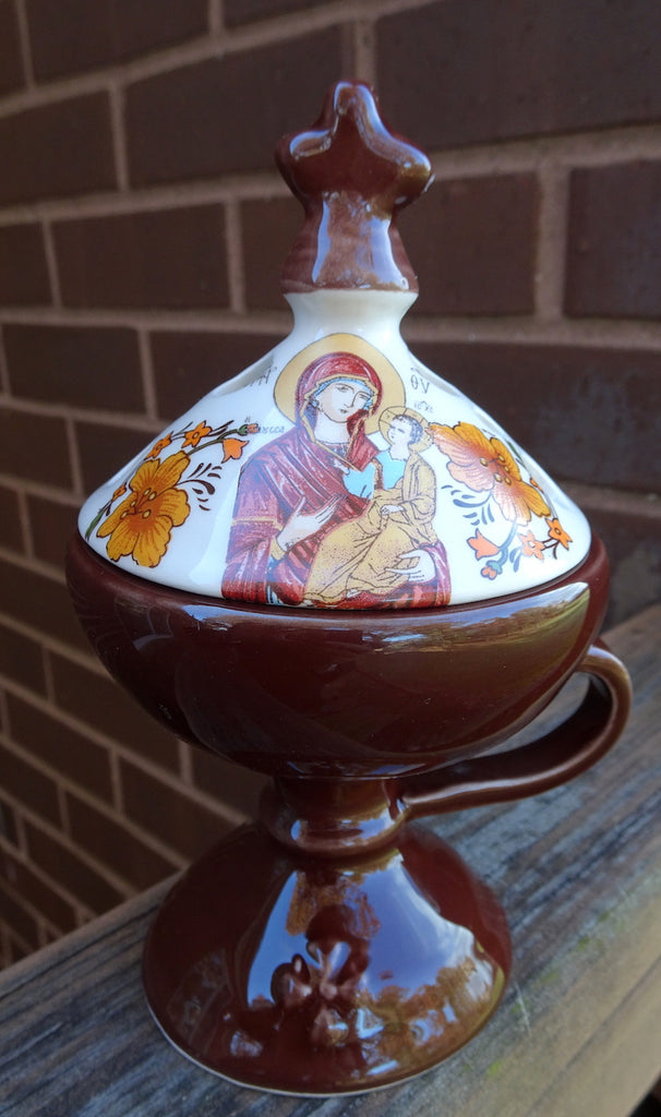 Ceramic Incense Burner in Brown Color with Cover - anastasisgiftshop.com