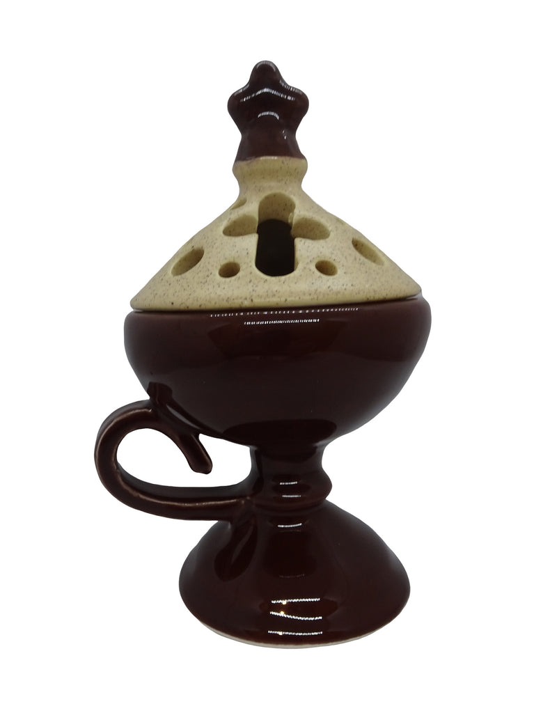 Brown Color Floral Incense Burner Orthodox Censer with Top Cover - anastasisgiftshop.com