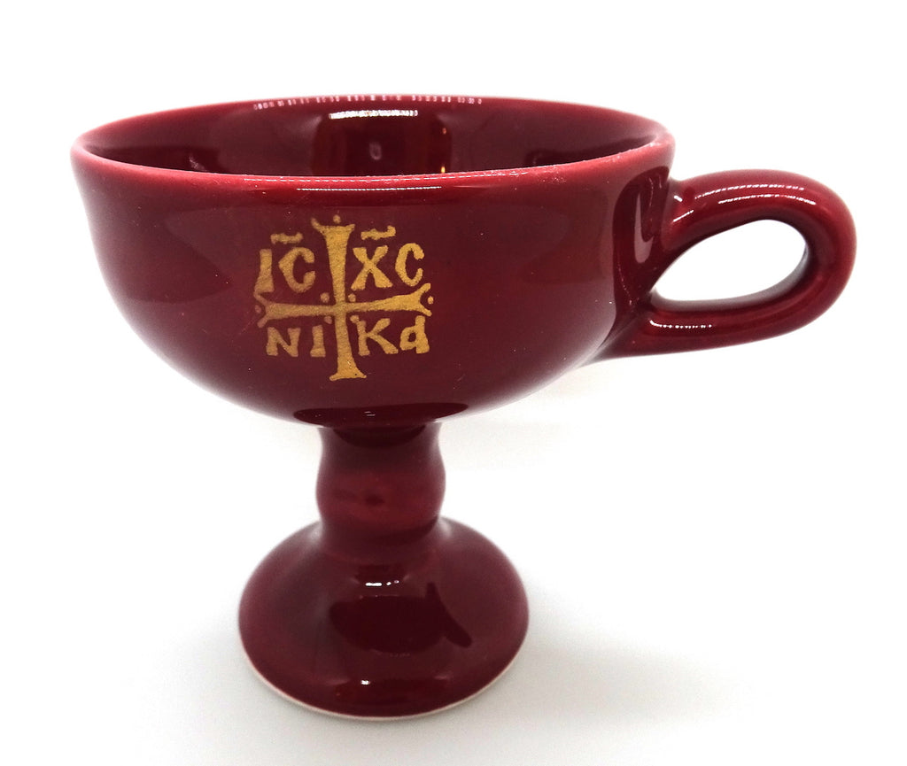 Orthodox Incense Burner in Burgundy Color with Gold-tone Orthodox Cross - anastasisgiftshop.com