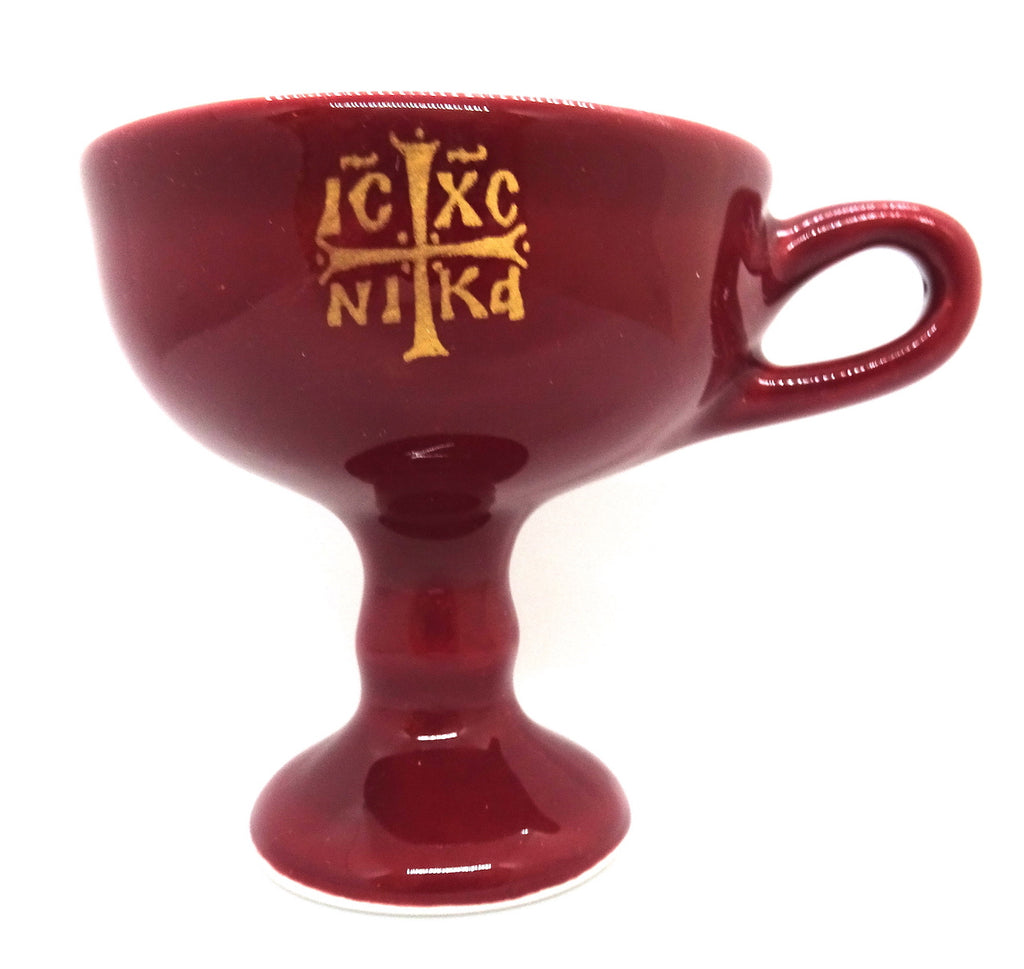 Orthodox Incense Burner in Burgundy Color with Gold-tone Orthodox Cross - anastasisgiftshop.com