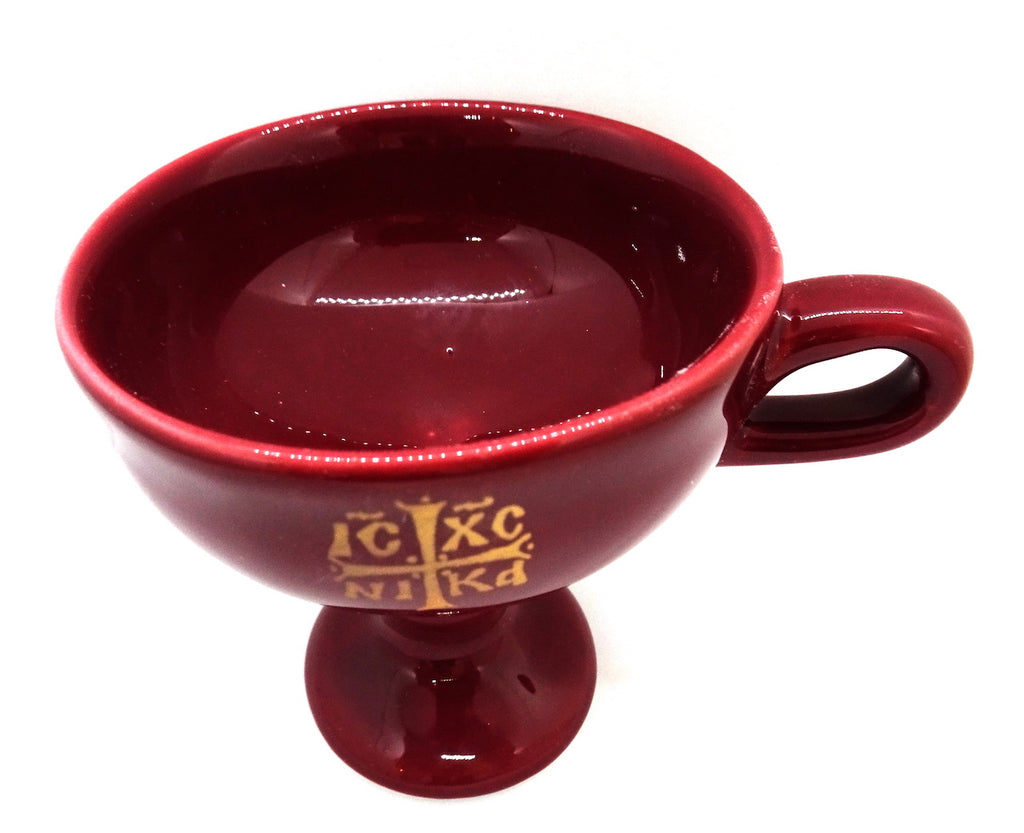 Orthodox Incense Burner in Burgundy Color with Gold-tone Orthodox Cross - anastasisgiftshop.com