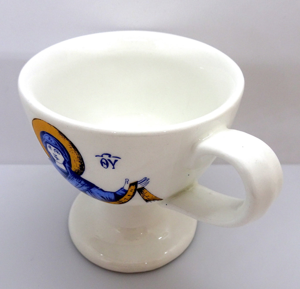 White Color Ceramic Hand Censer with the image of the Mother of God - anastasisgiftshop.com