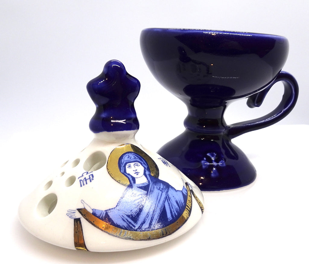 Orthodox Ceramic Hand Incense Burner with Lid - anastasisgiftshop.com