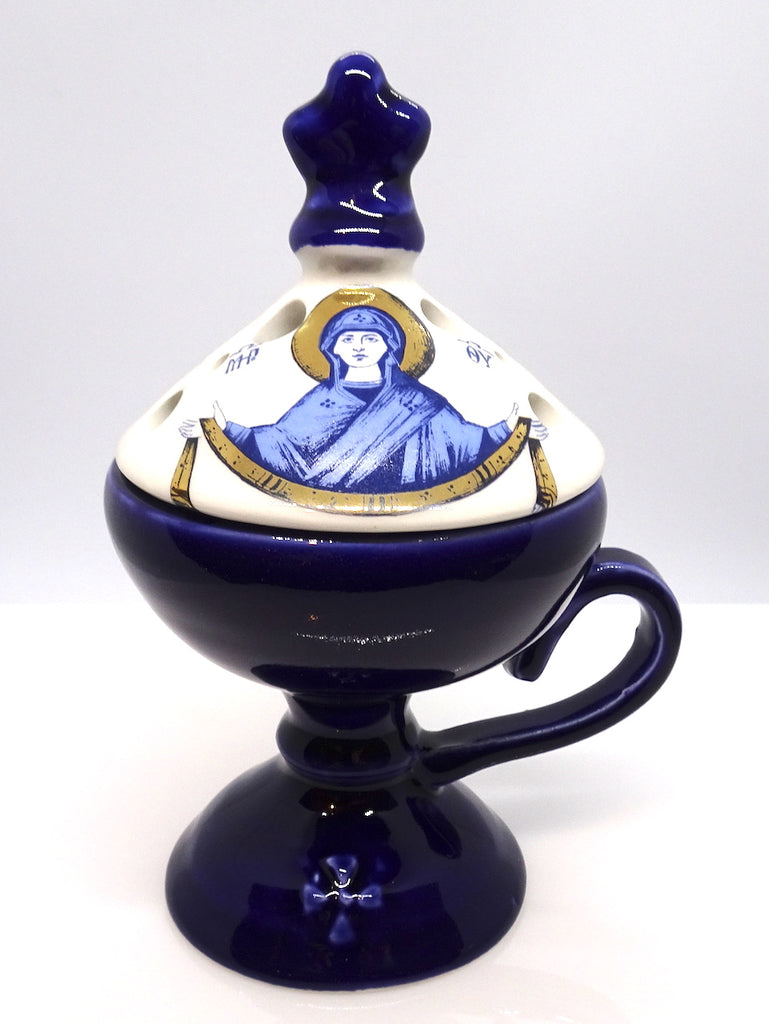 Orthodox Ceramic Hand Incense Burner with Lid - anastasisgiftshop.com