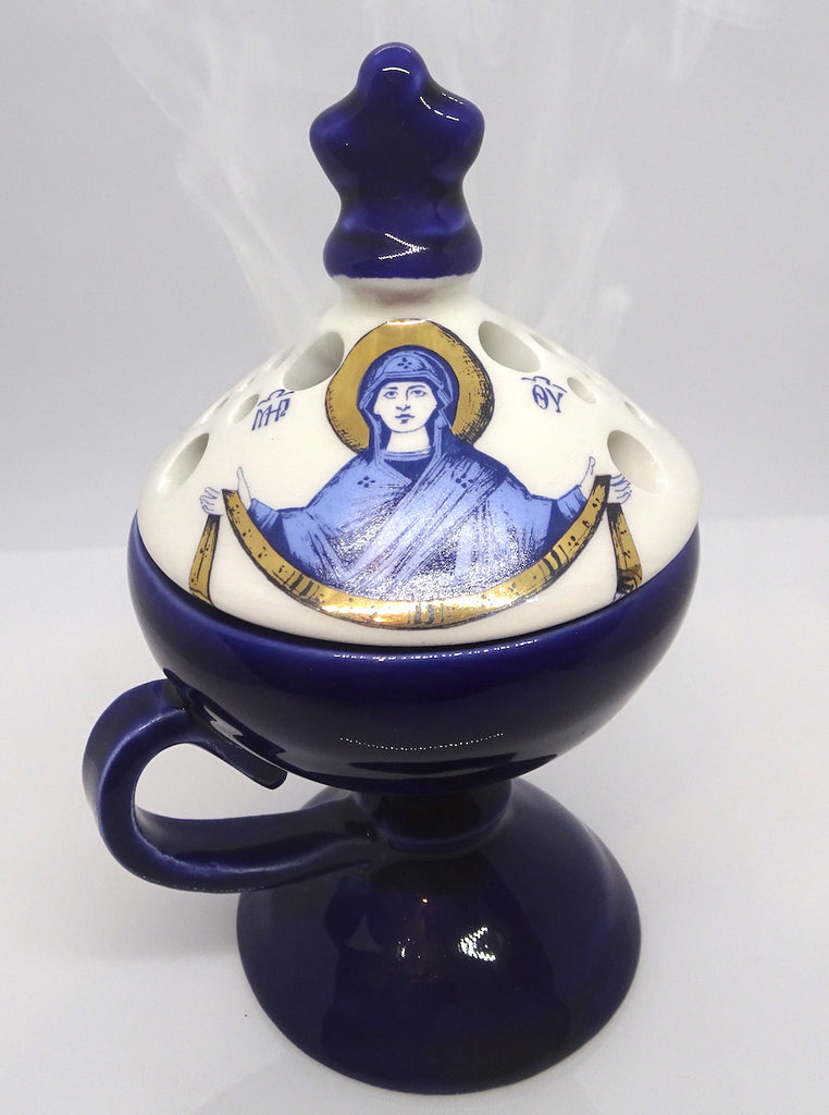 Orthodox Ceramic Hand Incense Burner with Lid - anastasisgiftshop.com