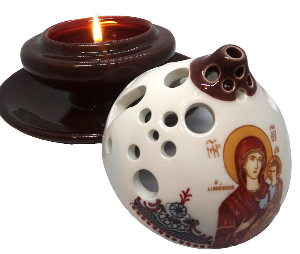 Orthodox Ceramic Oil Burner and Tea Light Candle Holder - anastasisgiftshop.com