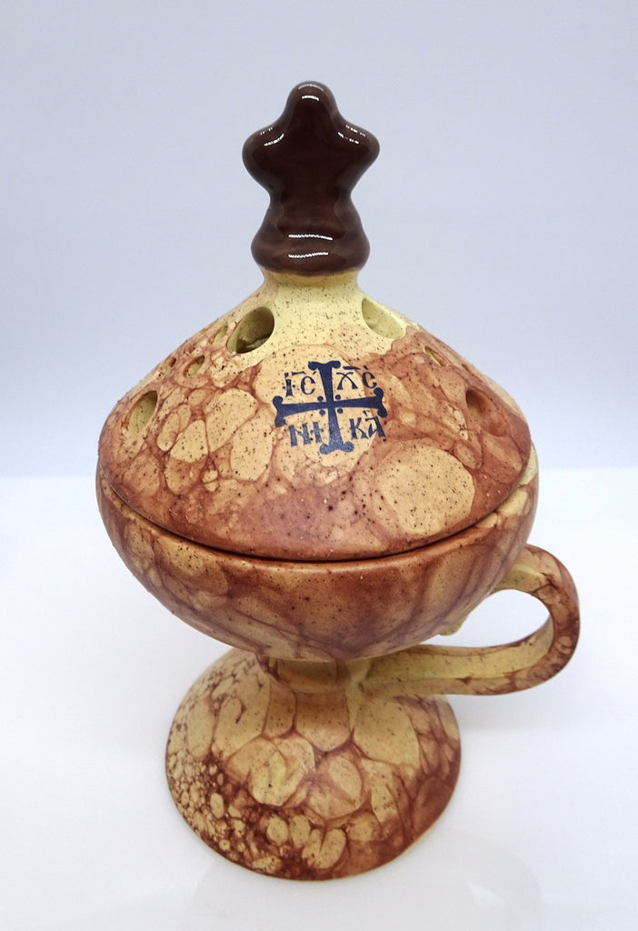 Ceramic Hand Censer - Incense Burner with Top Cover - anastasisgiftshop.com