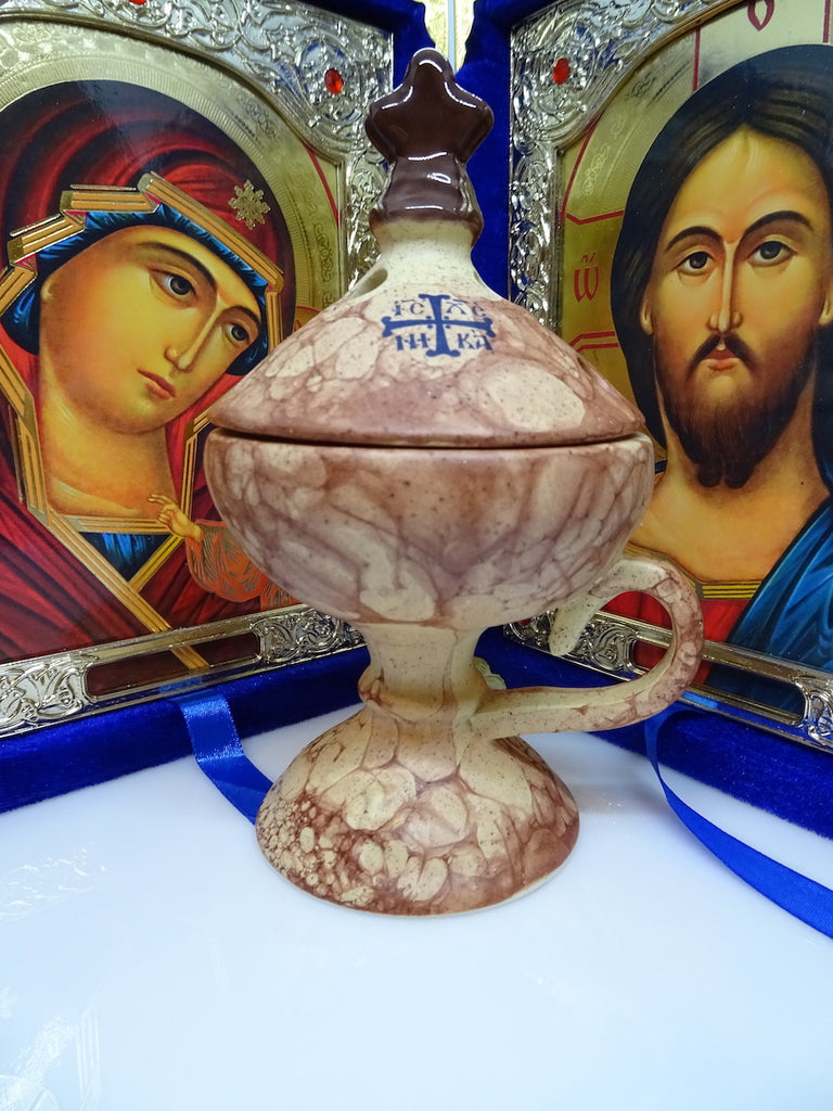 Ceramic Hand Censer - Incense Burner with Top Cover - anastasisgiftshop.com
