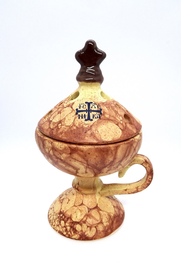 Ceramic Hand Censer - Incense Burner with Top Cover - anastasisgiftshop.com