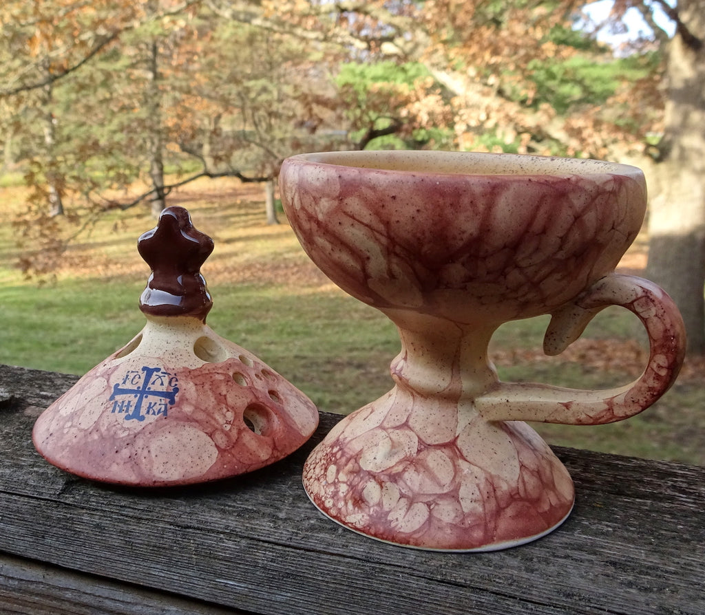 Ceramic Hand Censer - Incense Burner with Top Cover - anastasisgiftshop.com