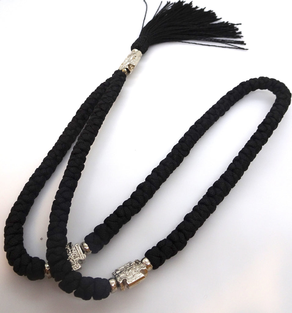 Extra Long Orthodox Prayer Rope with 100 Knots and Tassel in Black Color - anastasisgiftshop.com