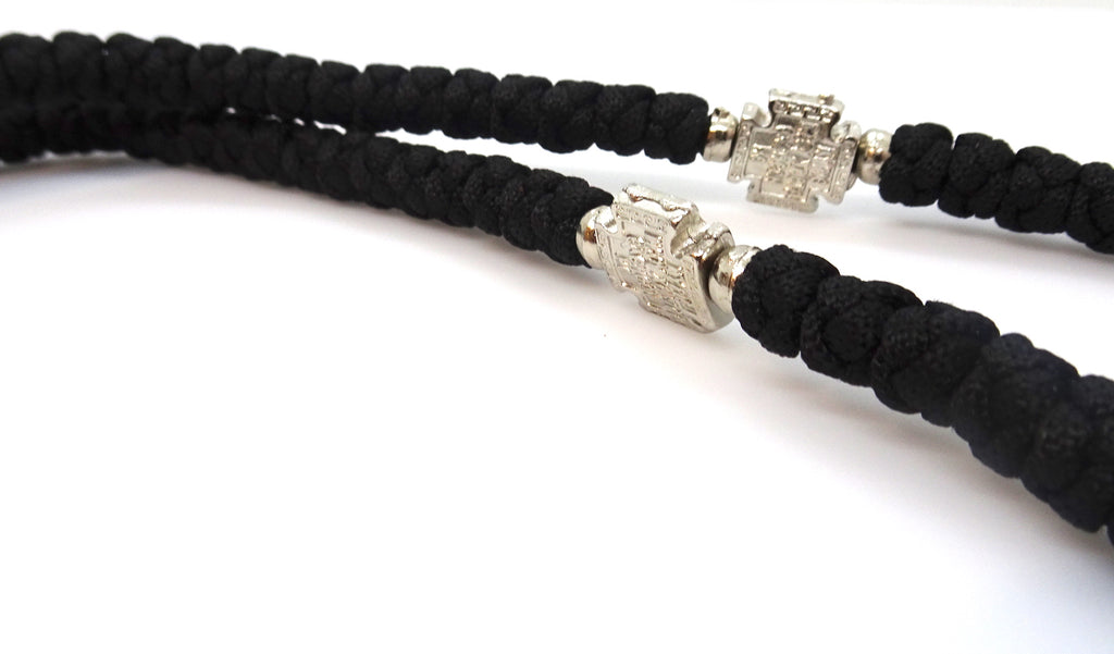 Extra Long Orthodox Prayer Rope with 100 Knots and Tassel in Black Color - anastasisgiftshop.com