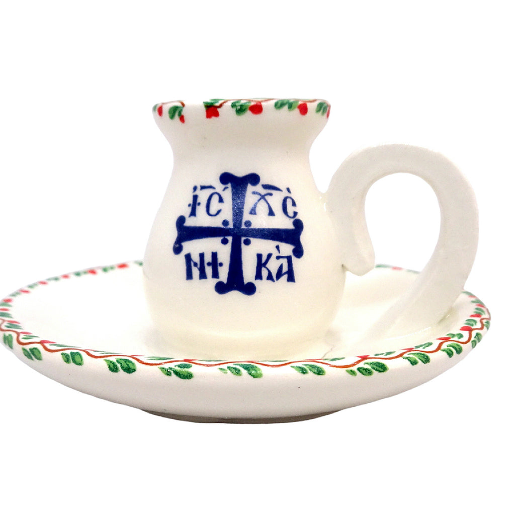 Greek Orthodox Ceramic Holder for Small Size Candle - anastasisgiftshop.com