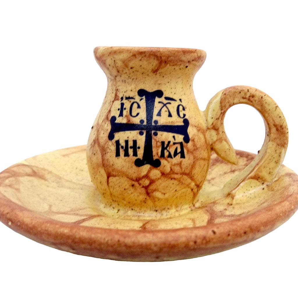 Greek Orthodox Ceramic Holder for Small Size Candle - anastasisgiftshop.com