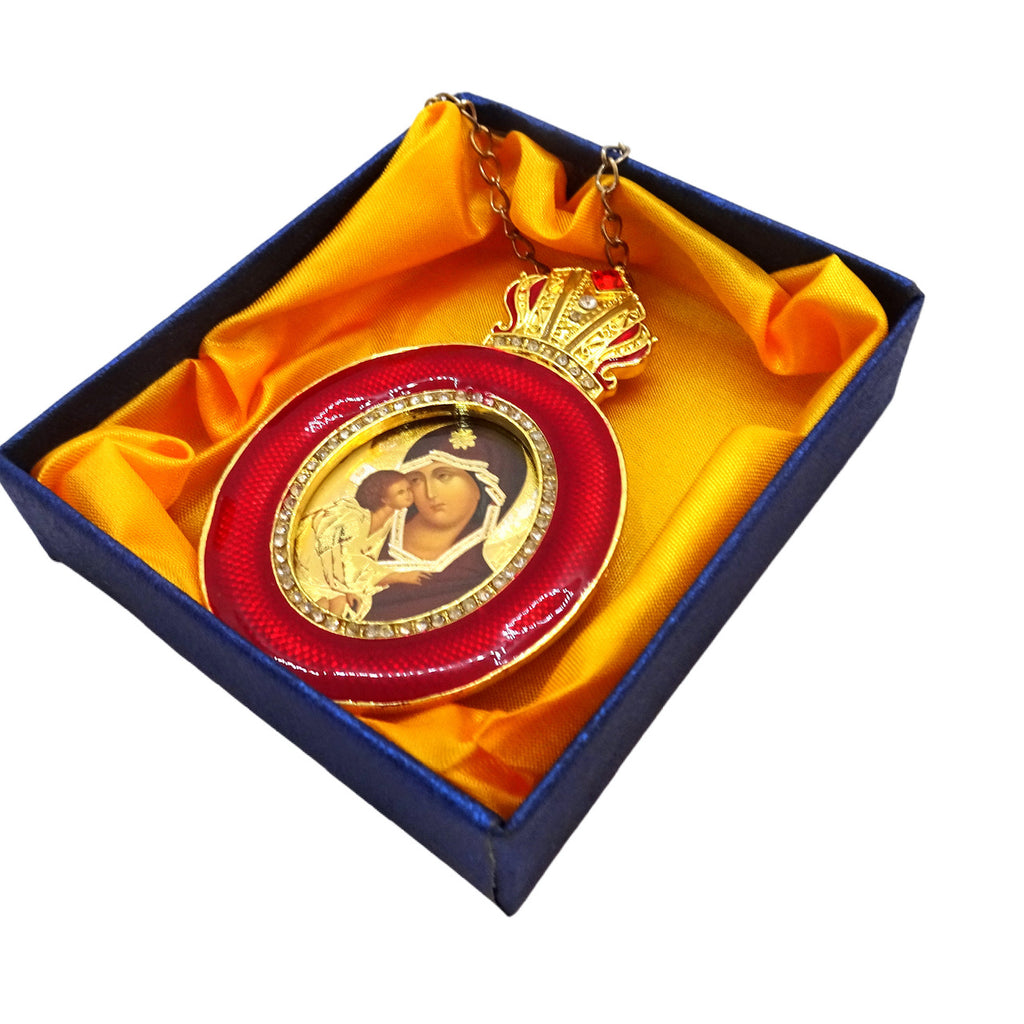 Faberge Style Icon Christmas Tree Ornament of the Holy Theotokos - anastasisgiftshop.com