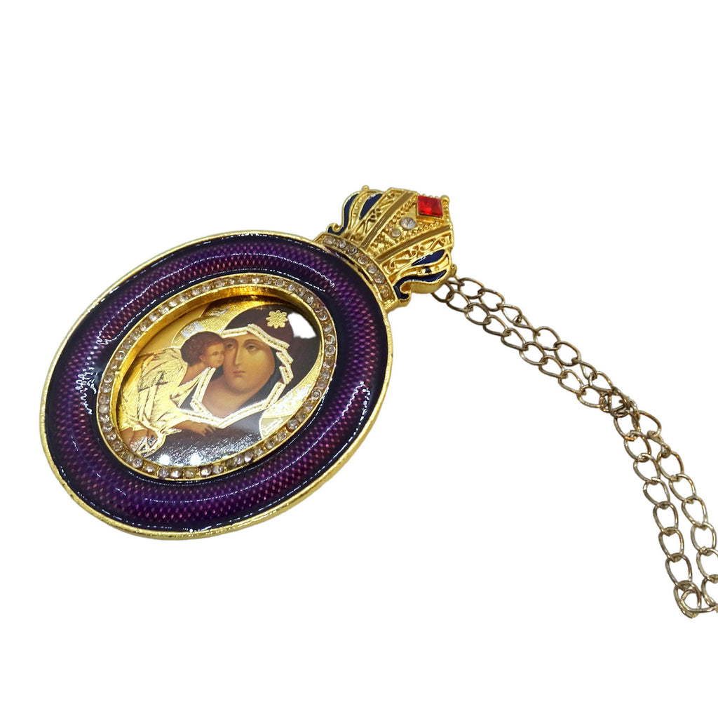 Faberge Style Icon Christmas Tree Ornament of the Holy Theotokos - anastasisgiftshop.com