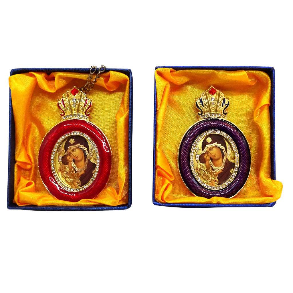 Faberge Style Icon Christmas Tree Ornament of the Holy Theotokos - anastasisgiftshop.com