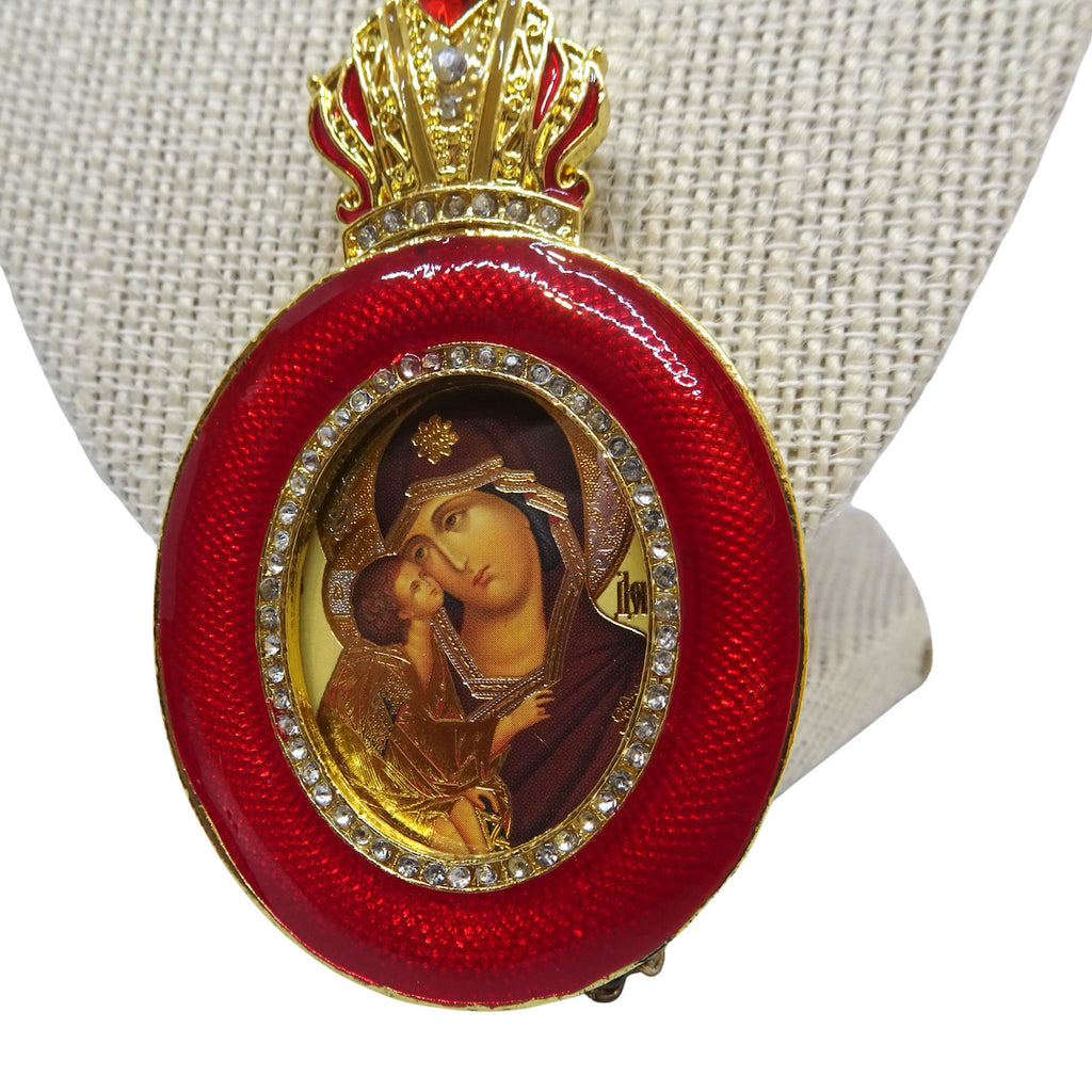 Faberge Style Icon Christmas Tree Ornament of the Holy Theotokos - anastasisgiftshop.com