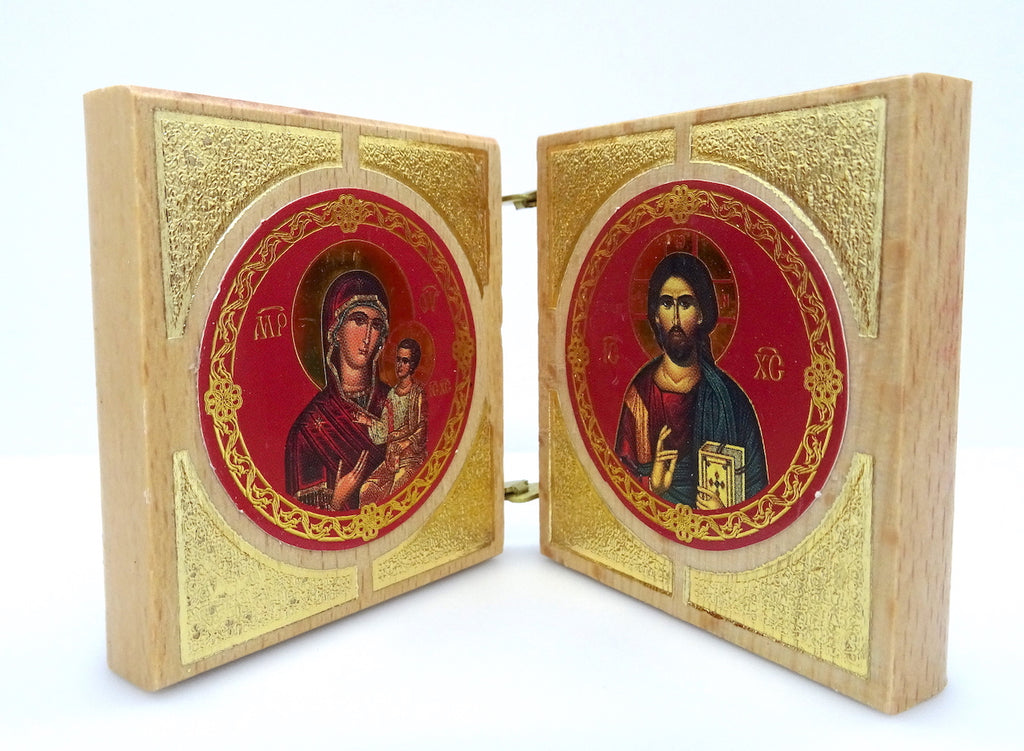 Small Greek Orthodox Icon Wooden Diptych - anastasisgiftshop.com
