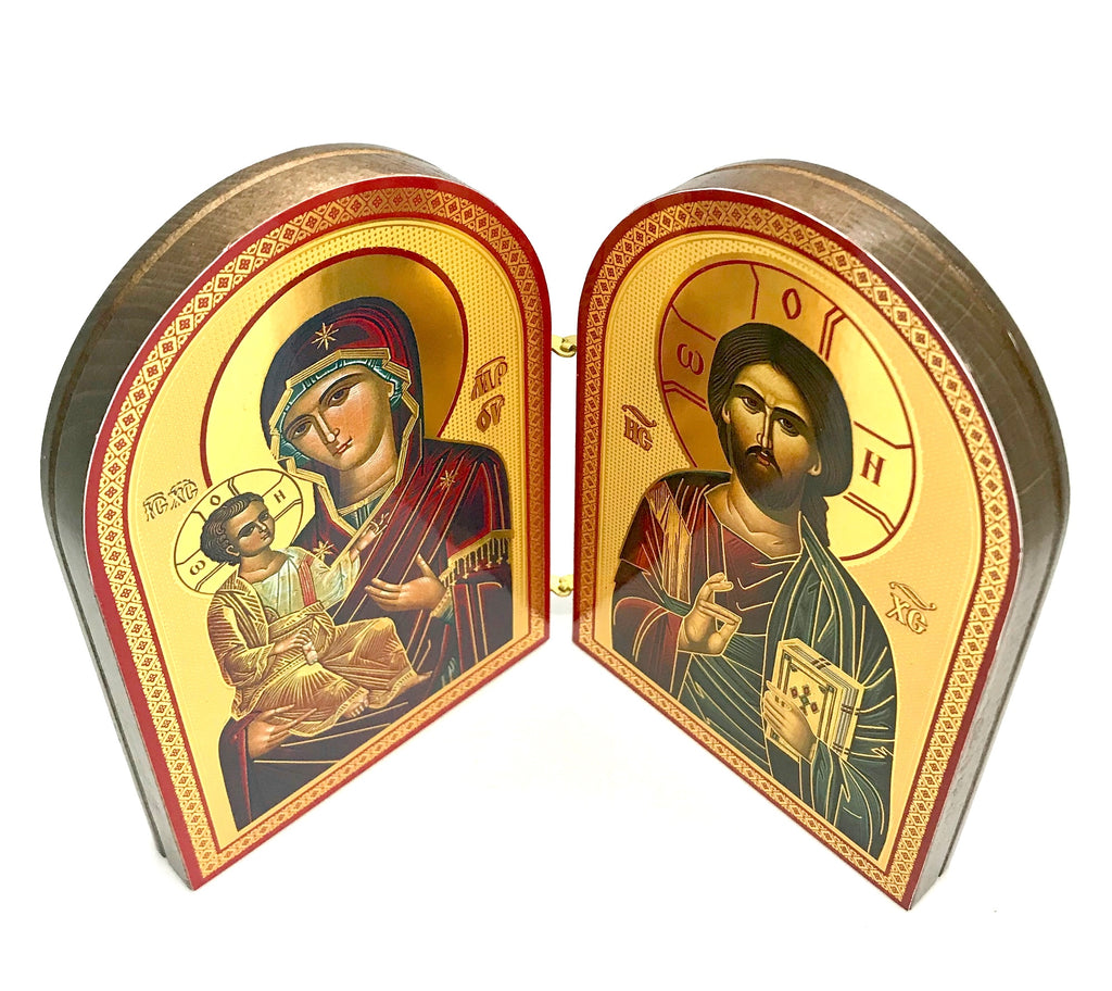 Greek Orthodox Icon Diptych of Jesus Christ and Holy Theotokos - anastasisgiftshop.com