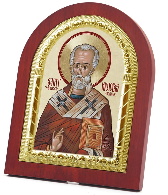 St Nicholas the Wonderworker Wooden Table  Icon - anastasisgiftshop.com