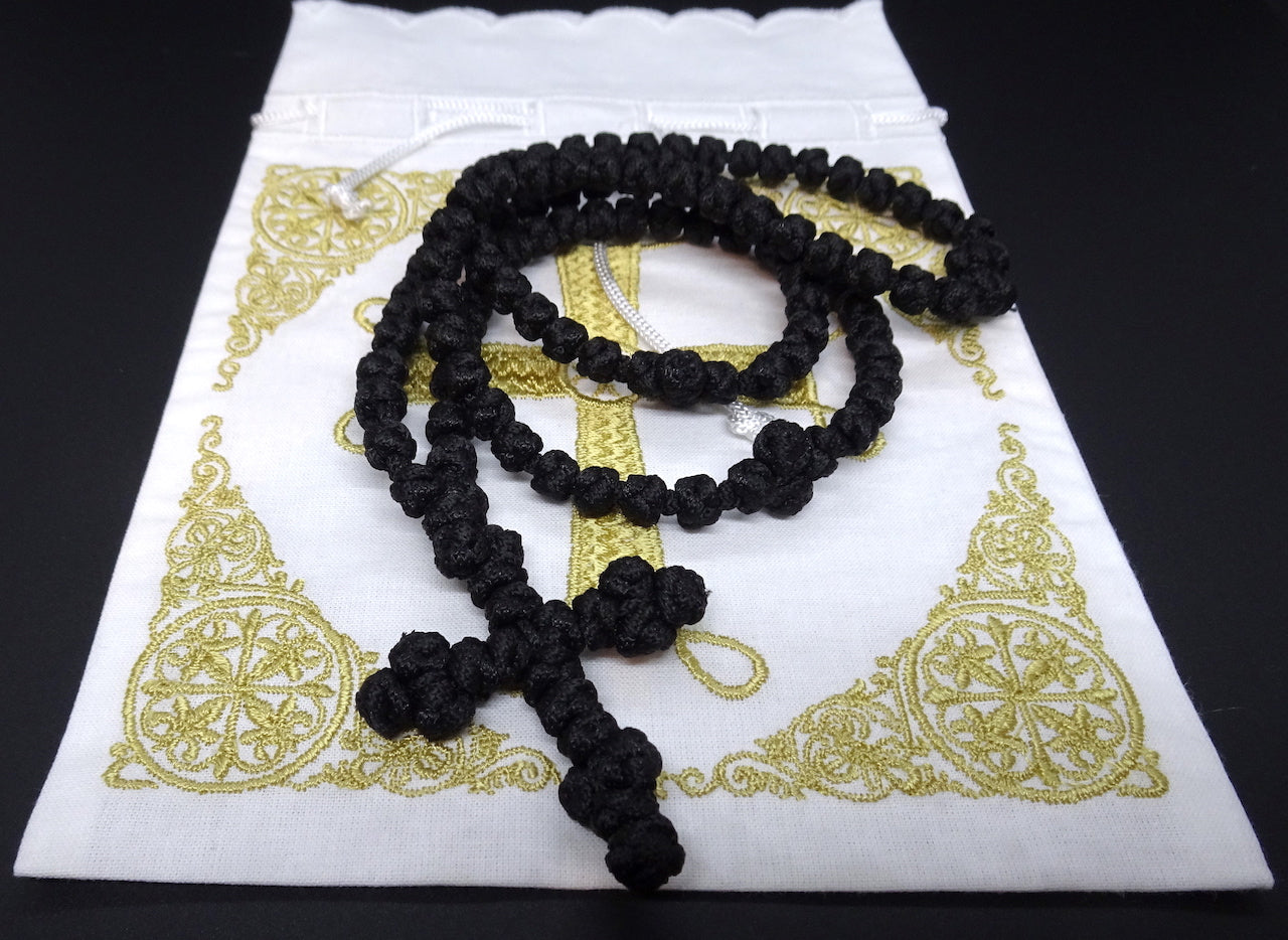 Handmade Orthodox prayer rope with 100 knots in black color ...