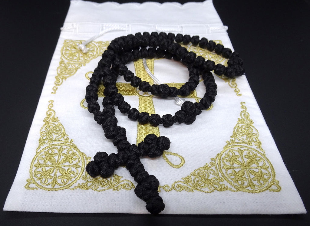 Handmade Orthodox prayer rope with 100 knots in black color - anastasisgiftshop.com