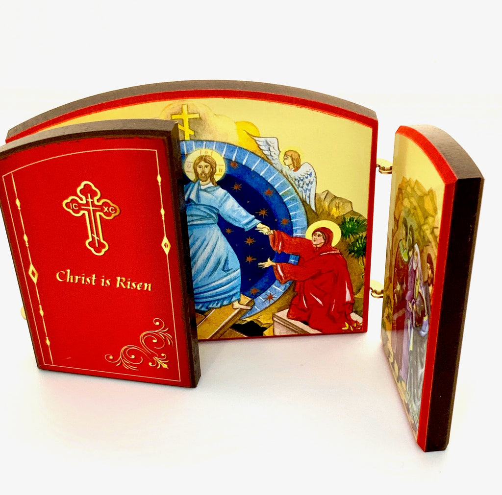 Resurrection of Christ Orthodox Wooden Triptych - anastasisgiftshop.com