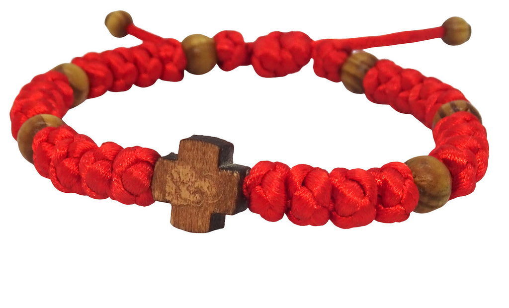 Adjustable Multicolor Bracelet with Wooden Orthodox Cross - anastasisgiftshop.com