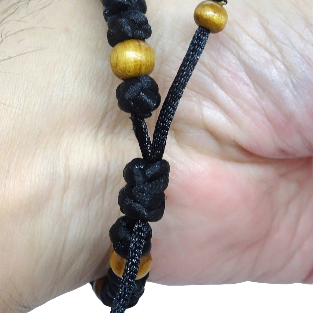 Adjustable Multicolor Bracelet with Wooden Orthodox Cross - anastasisgiftshop.com