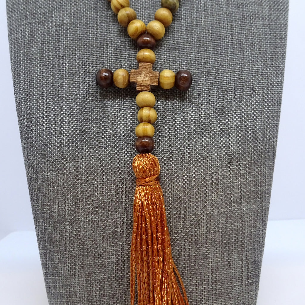 Olive Wood Rosary Prayer Rope with Tassel and 60 Beads - anastasisgiftshop.com