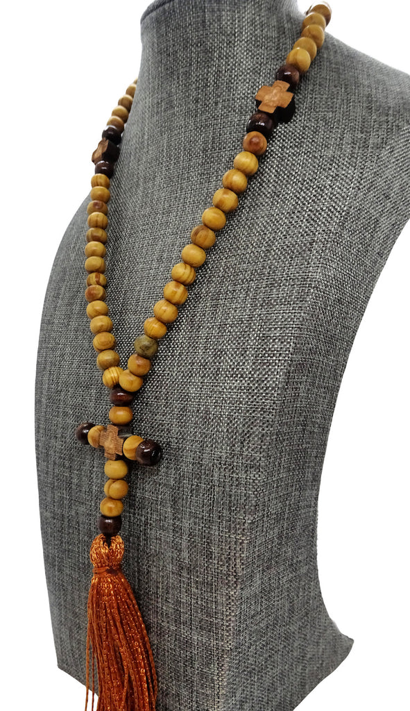 Olive Wood Rosary Prayer Rope with Tassel and 60 Beads - anastasisgiftshop.com