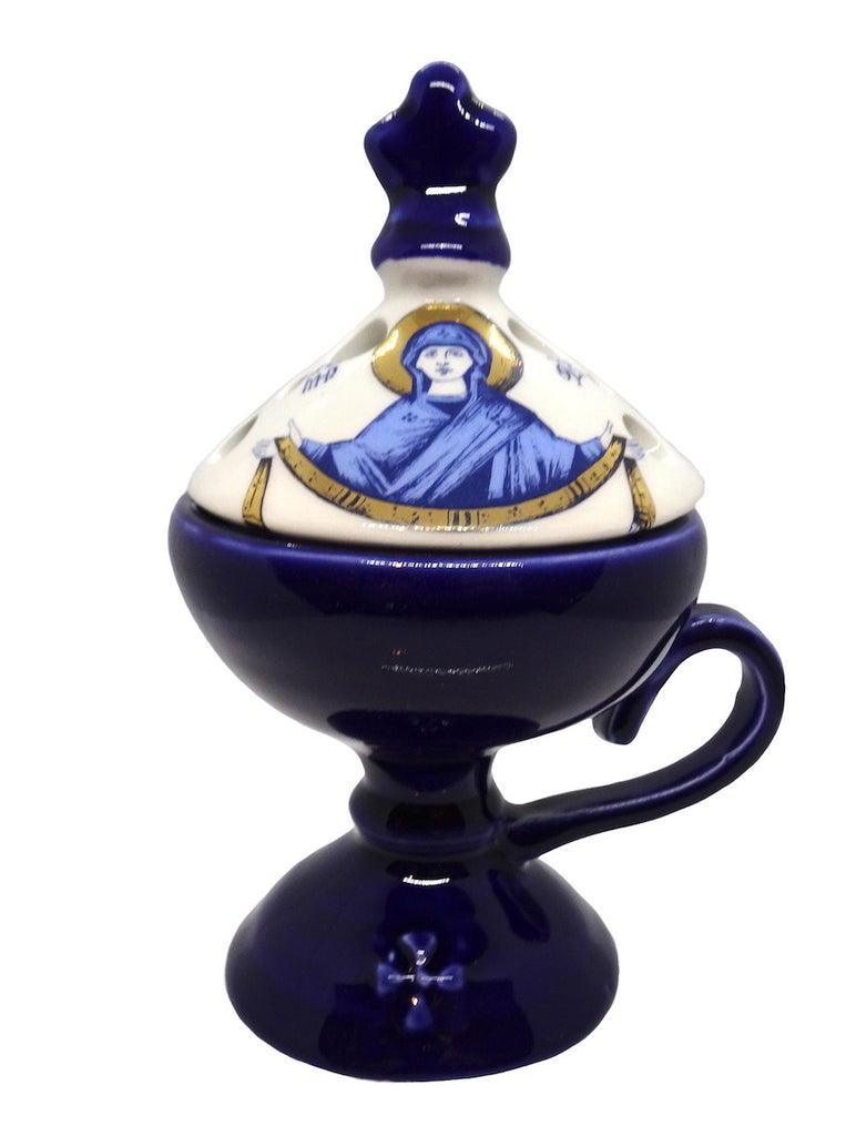 Orthodox Ceramic Hand Incense Burner with Lid - anastasisgiftshop.com