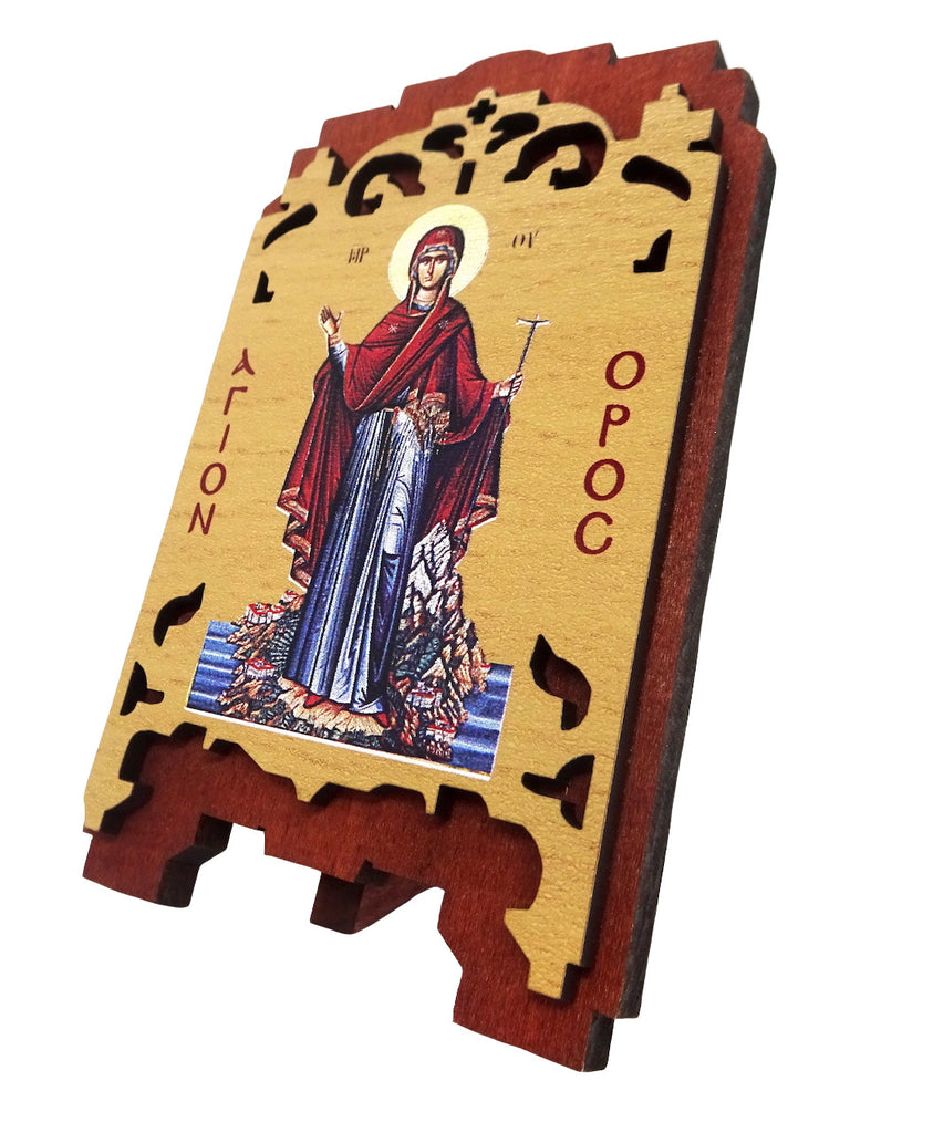 Orthodox Wooden Icon of the Holy Theotokos "The Protector of the Agion Oros" - anastasisgiftshop.com