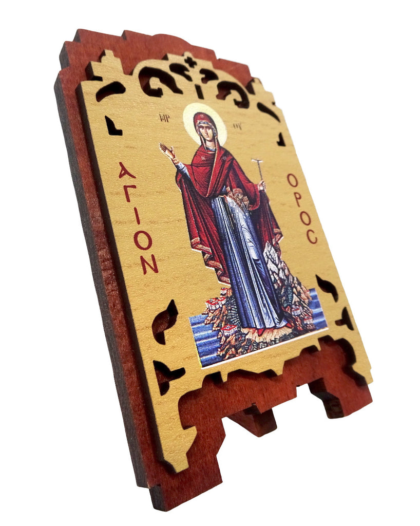 Orthodox Wooden Icon of the Holy Theotokos "The Protector of the Agion Oros" - anastasisgiftshop.com